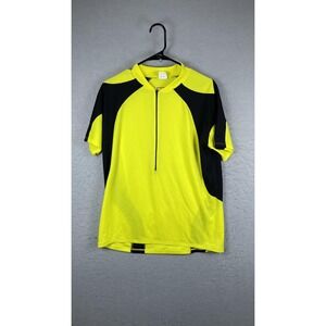 Nashbar Cycling Jersey Mens 2XL Yellow Black 1/4 Zip Short Sleeve Road Bike Top